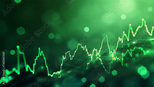 market trading up trend of graph green background