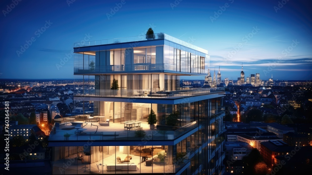 Obraz premium design germany condominium building illustration urban city, luxury construction, development real design germany condominium building
