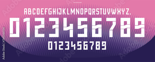 font vector team 2024 kit sport style font. retro football style font with lines and points inside. sports style letters and numbers for soccer team