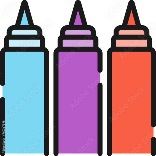 Colorful crayon line icon