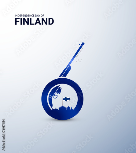 Finland independence day celebration, Waving flag, Finland day vector illustration.