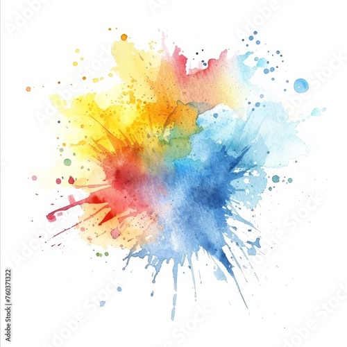 Abstract color eruption against a white void  encapsulating the essence of spontaneous art.