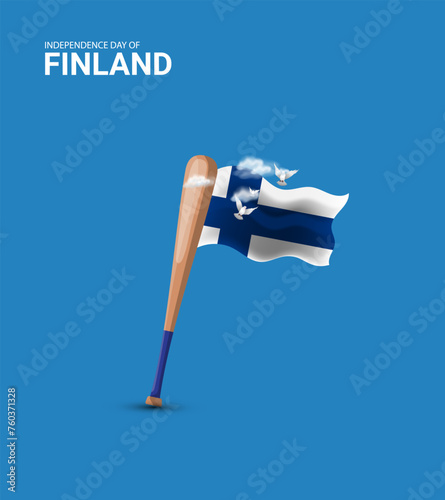 Finland independence day celebration, Waving flag, Finland day vector illustration.