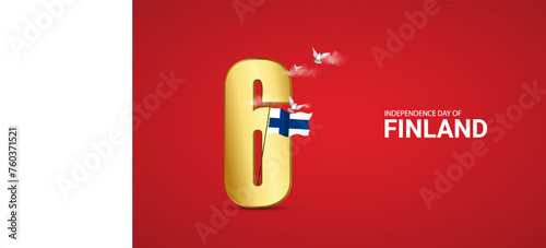 Finland independence day celebration, Waving flag, Finland day vector illustration.