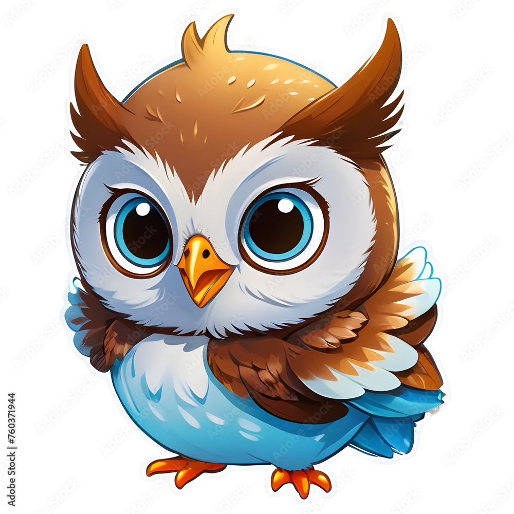 Sticker Smiling Cartoon Owl Illustration, Owl Transparency Sticker Smiling Cartoon Owl Illustration, Owl Transparency