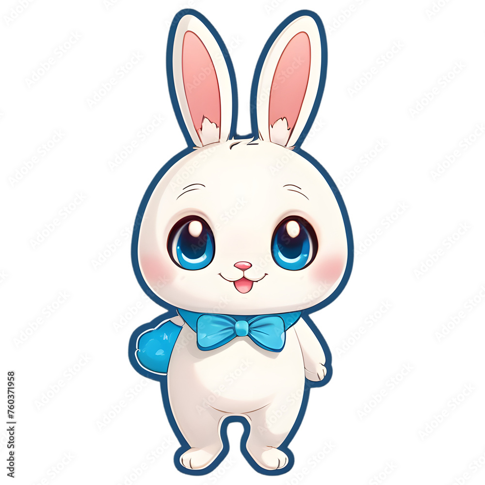 Sticker Smiling Cartoon Rabbit Illustration, Rabbit Transparency 