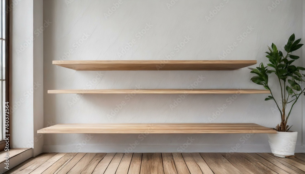 Sleek and Stylish: Wooden Floating Shelf in a Contemporary Setting Sleek and Stylish: Wooden Floating Shelf in a Contemporary Setting
