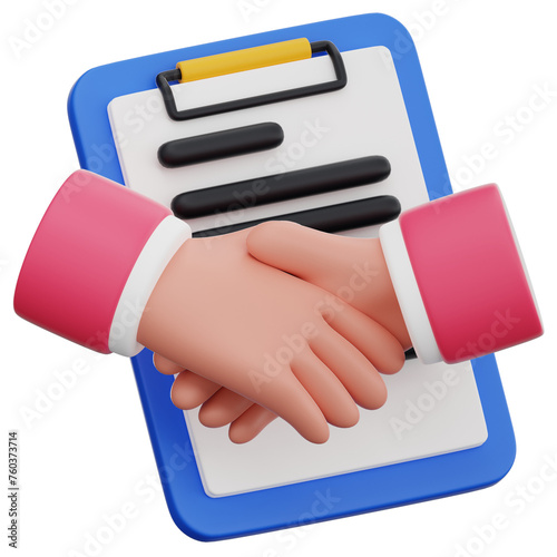 Shake hands icon. Business Deal 3d Icon isolated on white background.