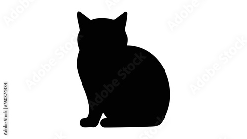 Fototapeta Naklejka Na Ścianę i Meble -  silhouette of a sitting kitty, cat isolated on white, black cat shape in vector