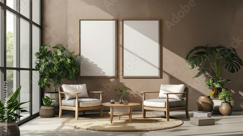 Frame mockup. Cozy Gallery Style. Relaxed Chair. Home Interior