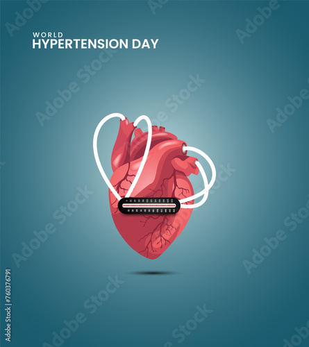 World Hypertension day, Hypertension design for social media banner, poster, 3D Illustration