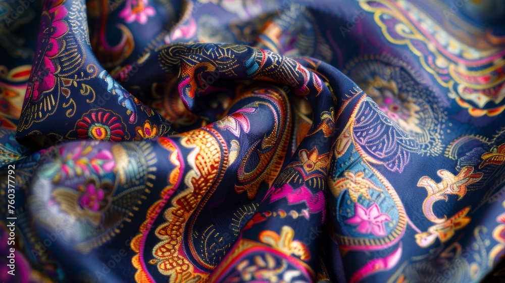 Arabian fabric pattern. Traditional oriental beautifully folded textile with ornaments