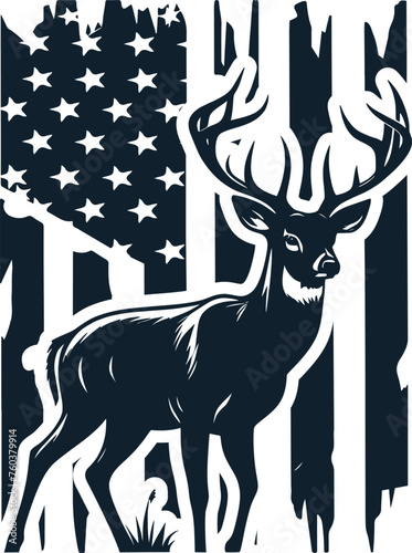 Deer Flag Svg, Deer Hunt Flag Svg, Hunting Flag Svg, Nature deer Svg, Deer and USA Flag Svg, Deer face Svg, Deer Head Svg