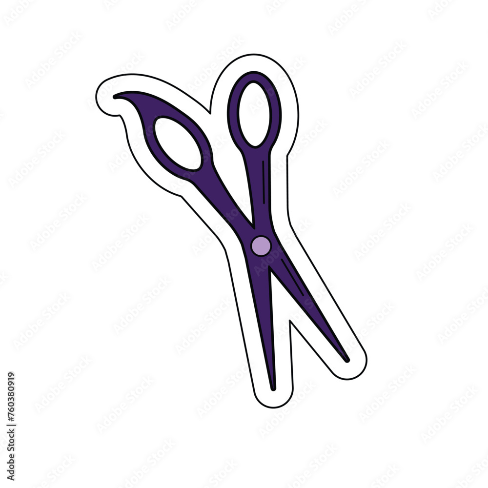 Vector hair scissors sticker on a white background. Vector hair scissors sticker on a white background.