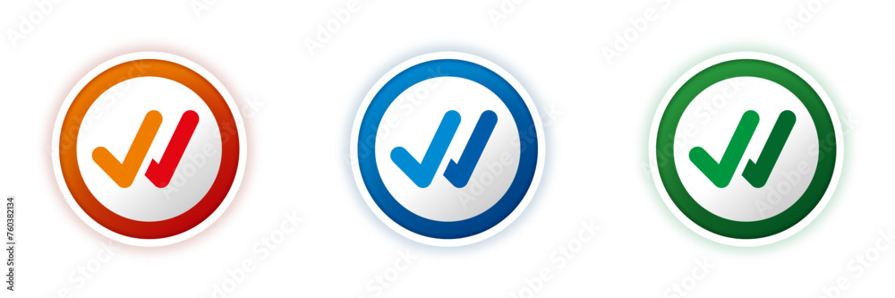 red check symbol, blue check symbol, green check symbol. check symbol set in circle red check symbol, blue check symbol, green check symbol. check symbol set in circle