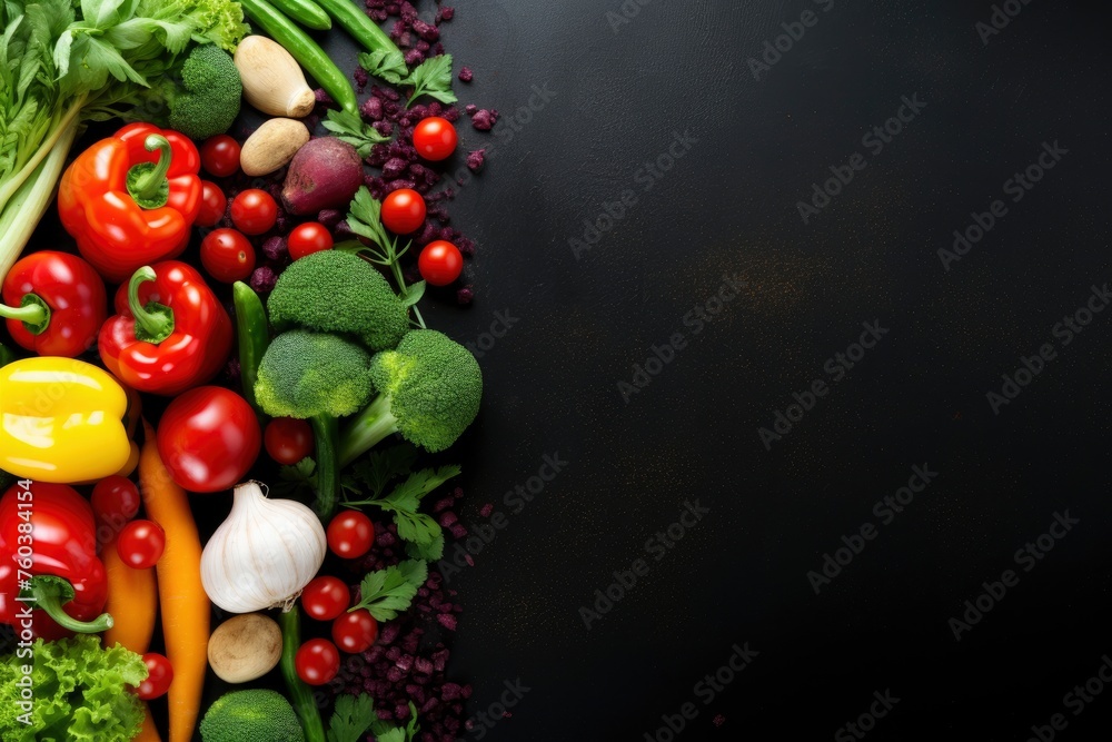 top view of vegetables with copy space for text. Food background for stock photography - generative ai top view of vegetables with copy space for text. Food background for stock photography - generative ai