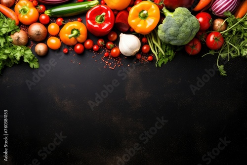 top view of vegetables with copy space for text. Food background for stock photography - generative ai