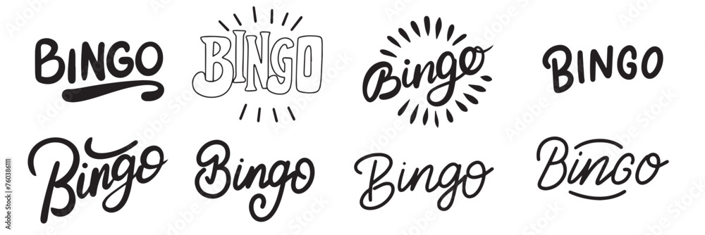 Collection of Bingo text banner isolated on transparent background. Hand drawn vector art Collection of Bingo text banner isolated on transparent background. Hand drawn vector art