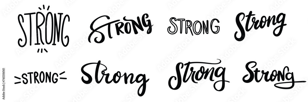 Collection of Strong text banner isolated on transparent background ...