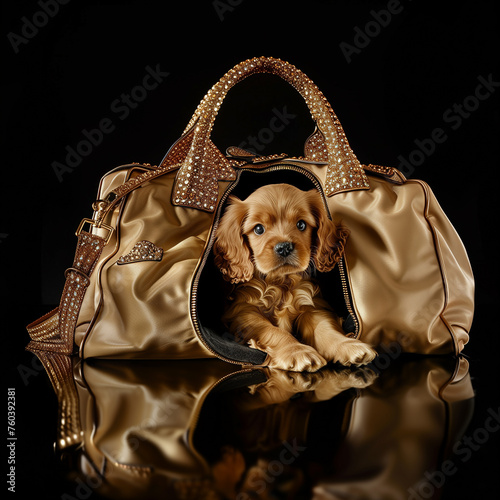 chien cocker assorti aux bagages de luxe © Magalice