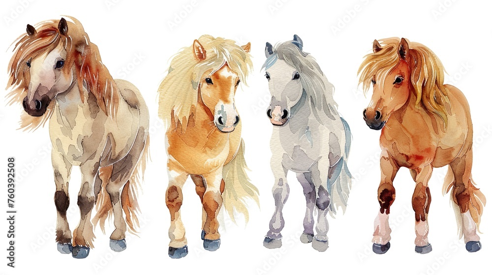 Fototapeta premium charming watercolor ponies - a whimsical art piece