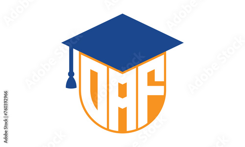 OAF initial letter academic logo design vector template. monogram, abstract, school, college, university, graduation, symbol, shield, model, institute, educational, coaching canter, tech, sign, badge photo