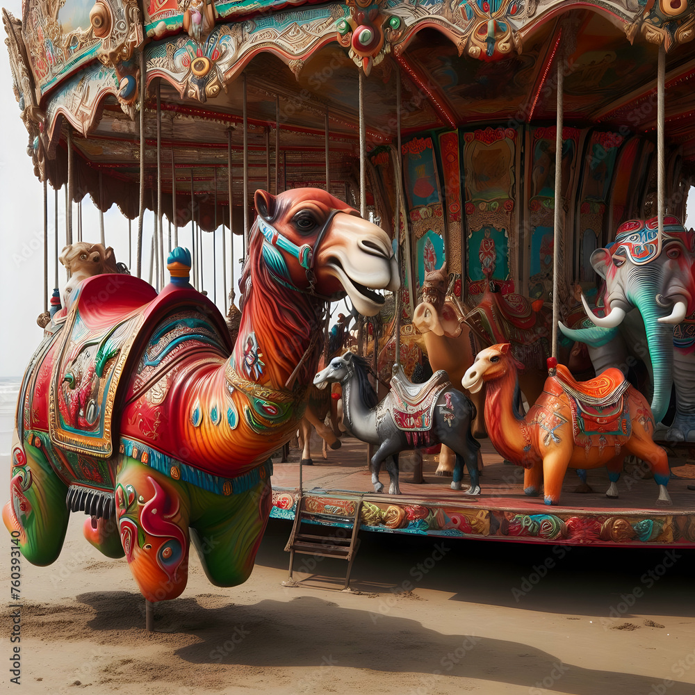 merry go round carousel. carousel, horse, ride, fun, amusement, park, fair, merry-go-round, carnival, horses, merry go round, merry, round, circus, fairground, entertainment, colorful,Ai generated 