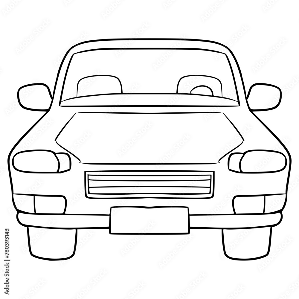 car illustration hand drawn outline isolated vector