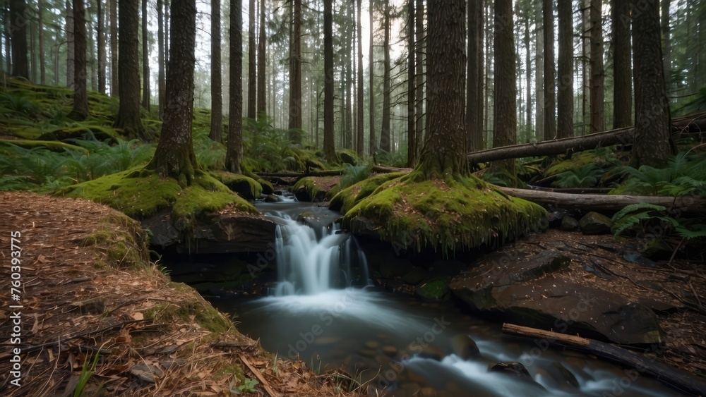 Obraz premium a very beautiful view of the forest in the past 