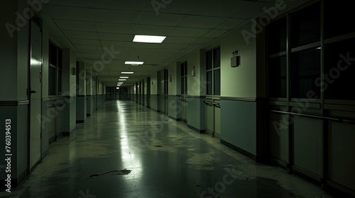 desolate empty hospital building illustration eerie quiet  spooky derelict  silent deserted desolate empty hospital building