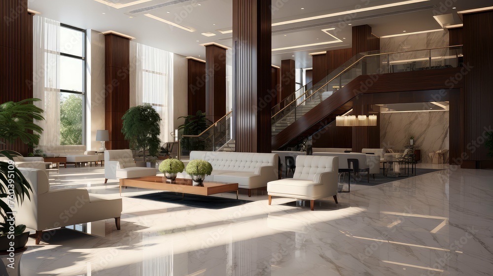 spacious professional office building illustration upscale luxurious, high tech, innovative sustainable spacious professional office building