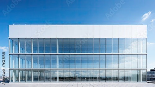 glass exterior office building illustration facade concrete, windows entrance, landscaping structure glass exterior office building