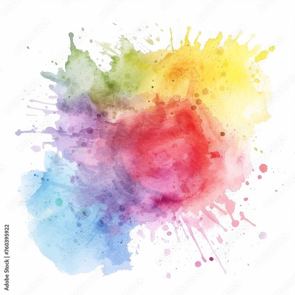 A burst of creativity, watercolor radiates from lime to magenta, reflecting the artist's palette.