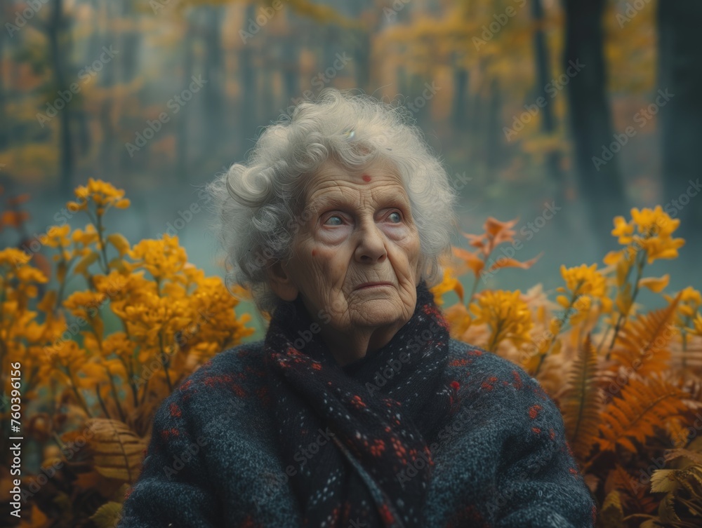 Portrait of a sick old woman with Alzheimer's Portrait of a sick old woman with Alzheimer's