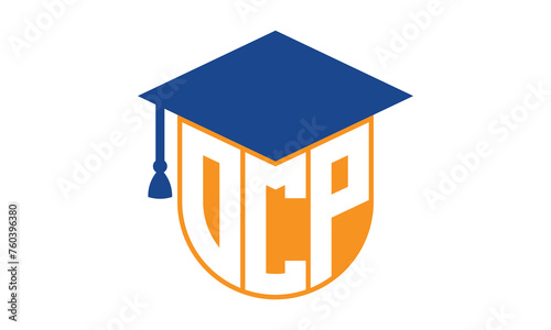 OCP initial letter academic logo design vector template. monogram, abstract, school, college, university, graduation, symbol, shield, model, institute, educational, coaching canter, tech, sign, badge photo