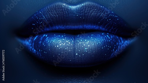 beautiful blue female lips macro