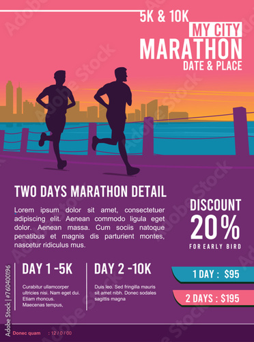 Great elegant vector editable marathon poster with beautiful background design for your marathon championship event	