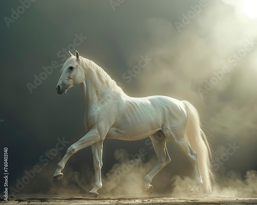 Elegant horse in studio  detailed view  soft backlight 