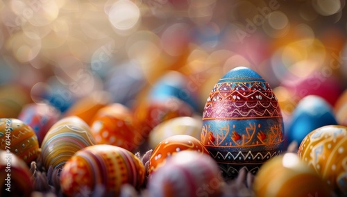Colorful Easter eggs with intricate patterns