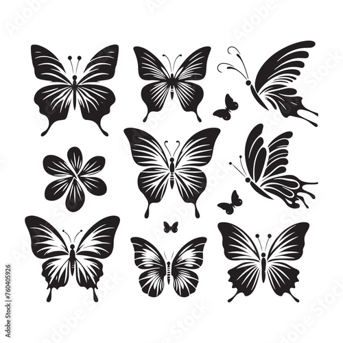 Butterfly Silhouette Vector Collection for Graceful Designs and Nature-inspired Projects. Black Butterfly Illustration, Butterfly vector.
