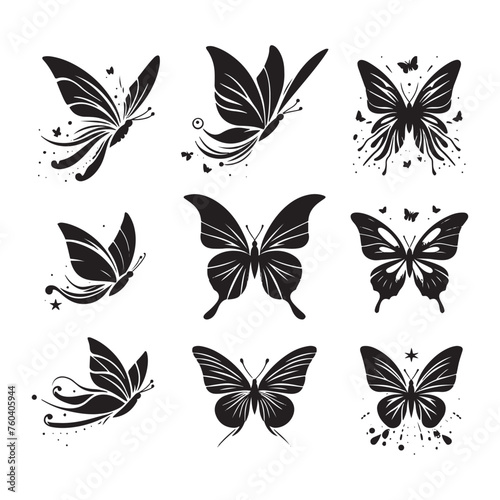 Butterfly Silhouette Vector Collection for Graceful Designs and Nature-inspired Projects. Black Butterfly Illustration, Butterfly vector.