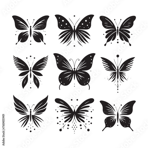 Butterfly Silhouette Vector Collection for Graceful Designs and Nature-inspired Projects. Black Butterfly Illustration, Butterfly vector.