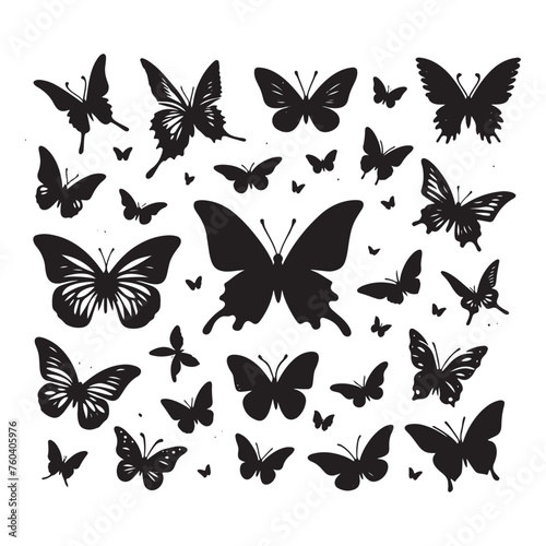 Butterfly Silhouette Vector Collection for Graceful Designs and Nature-inspired Projects. Black Butterfly Illustration, Butterfly vector.