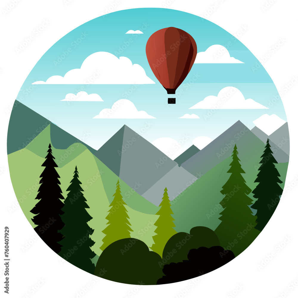 Obraz premium Colorful balloons float cheerfully amidst a backdrop of lush greenery and vibrant flowers.