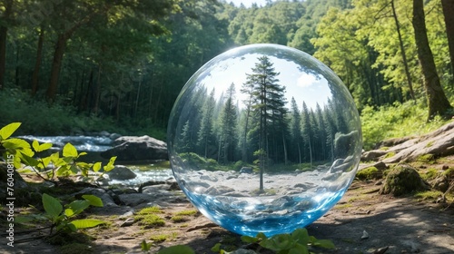                          Glass ball in the forest