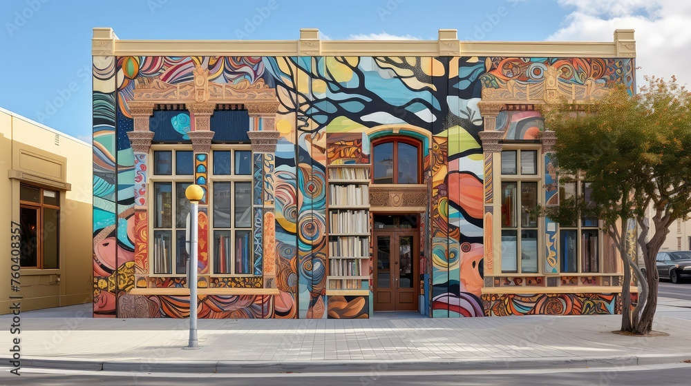 knowledge street library building illustration literacy education, free access, public resources knowledge street library building