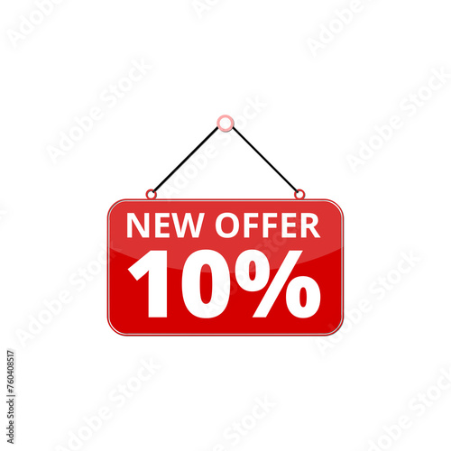 Sale label icons. Discount stickers set for shop, retail, promotion. New offer 10 icon isolated on transparent background