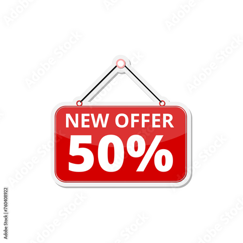 Sale label icons. Discount stickers set for shop, retail, promotion. New offer 50 icon isolated on transparent background