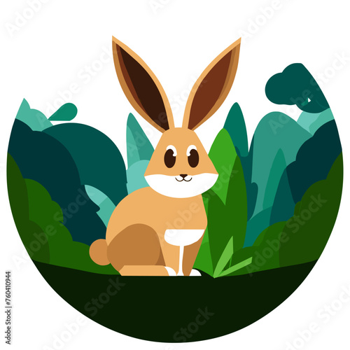 A fluffy brown rabbit hops through a green meadow, its ears perked up and whiskers twitching.