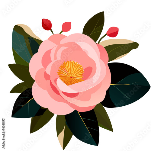 Camellia nature is a beautiful flower that is often used in arrangements.